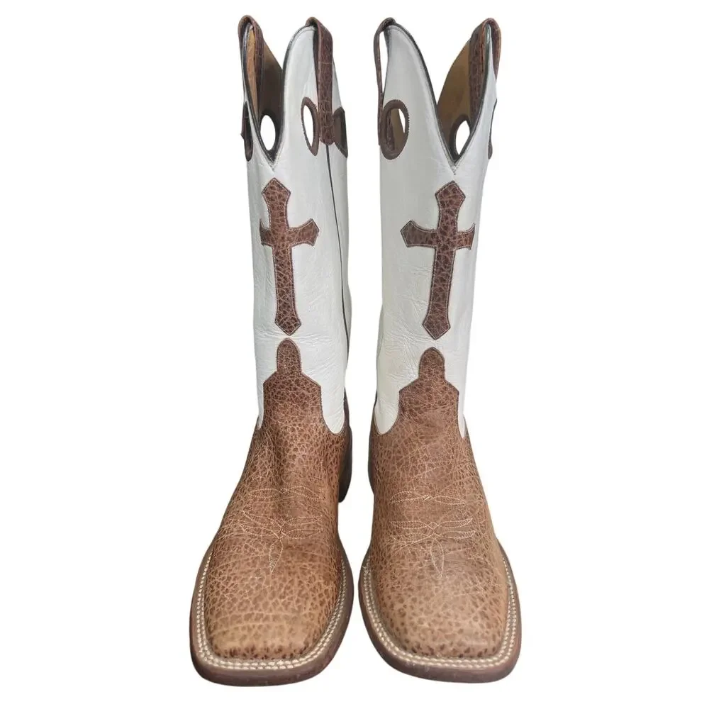 Anderson Bean Horsepower Men’s White Cross Cowboy Boots Size US 8 D